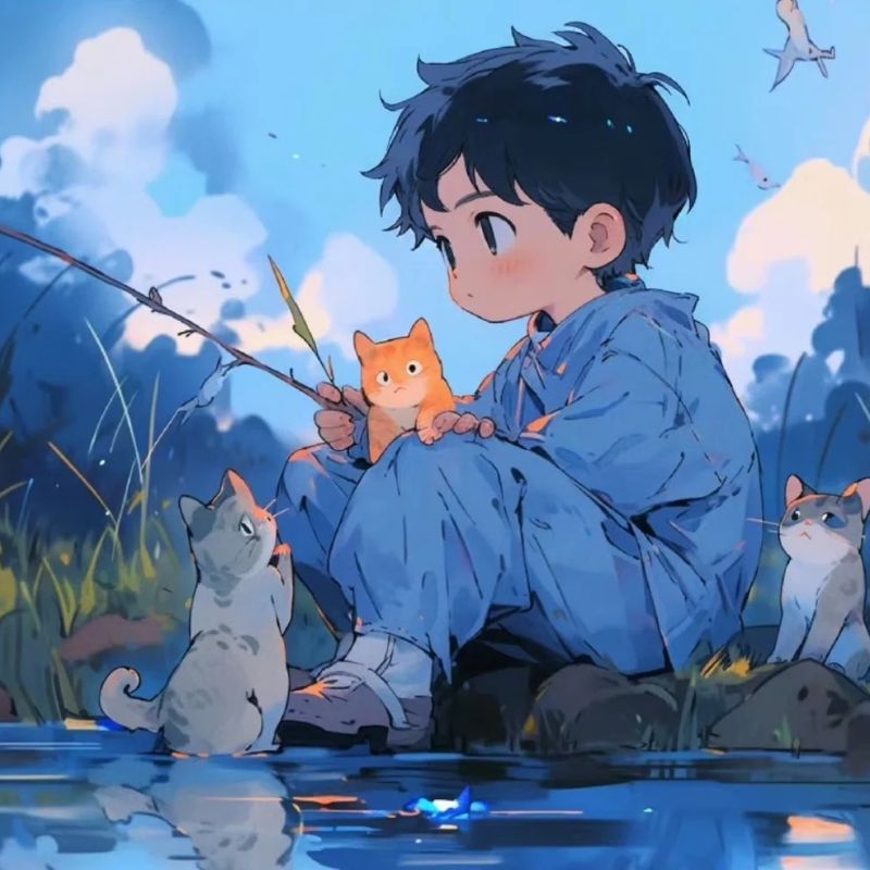 avatar màu xanh dương cute anime