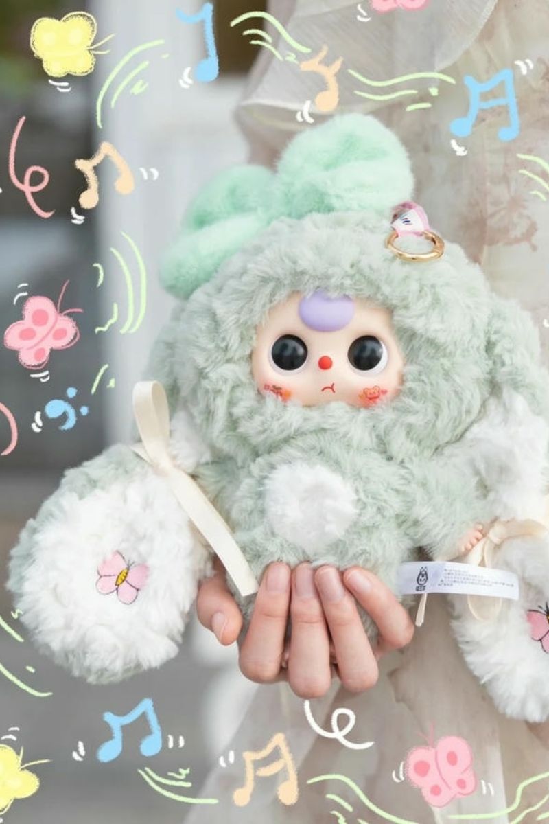 hình nền baby three ghi xanh