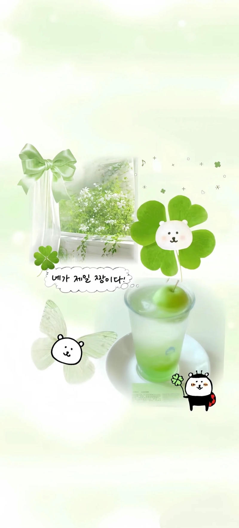 hình nền cỏ 4 lá cute