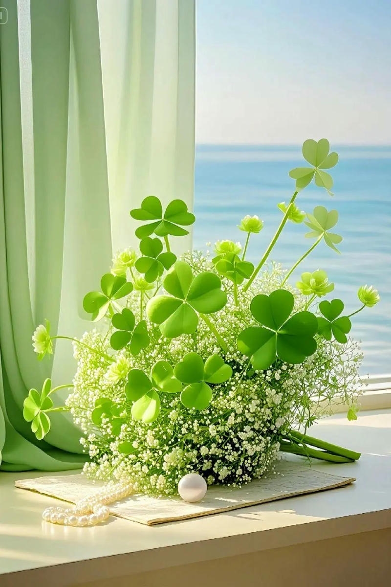 hình nền cỏ 4 lá đáng yêu
