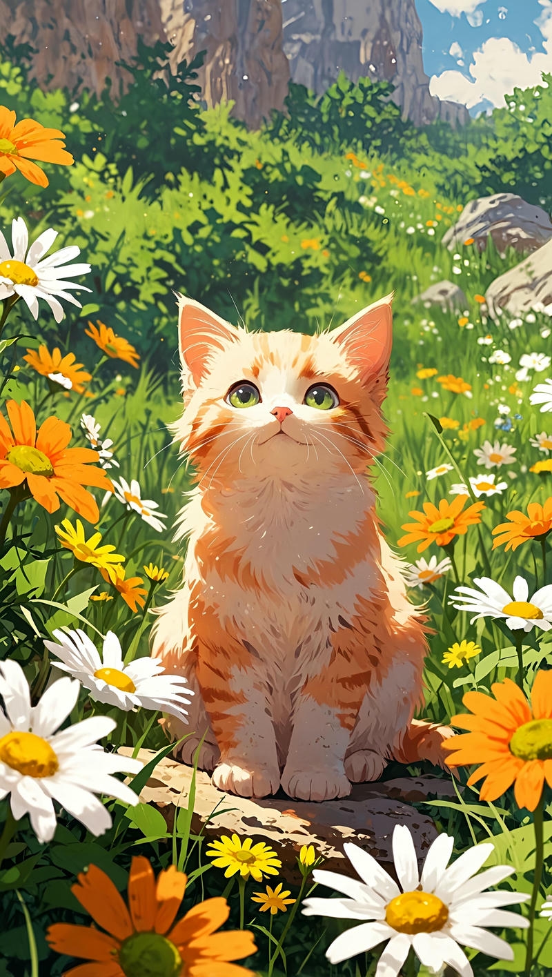 hình nền con mèo vẽ