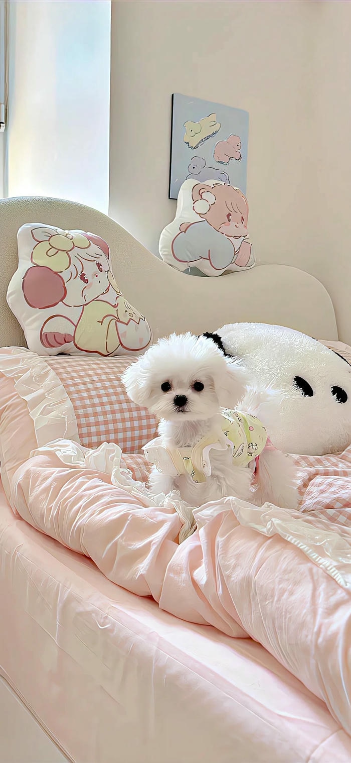 hình nền cute chó con trắng